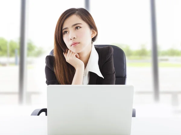 Young business woman feel unhappy in the office — Stock Photo, Image
