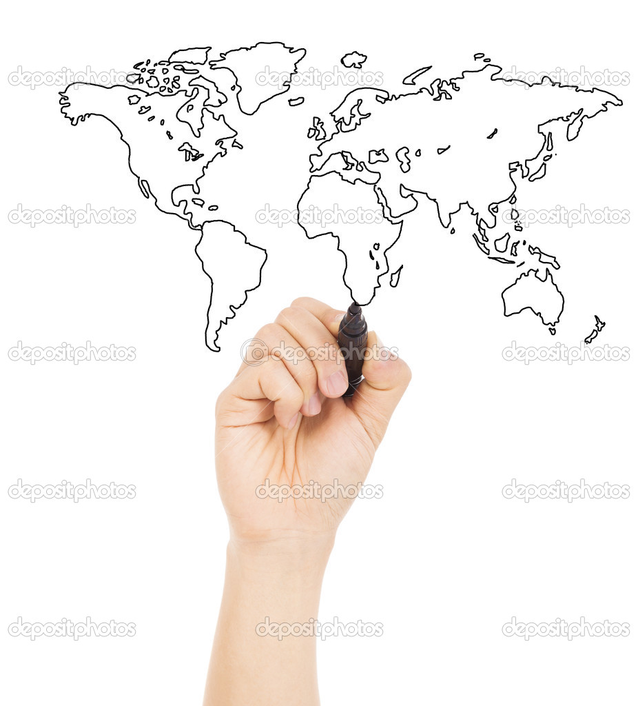 hand draw a concept picture about world map