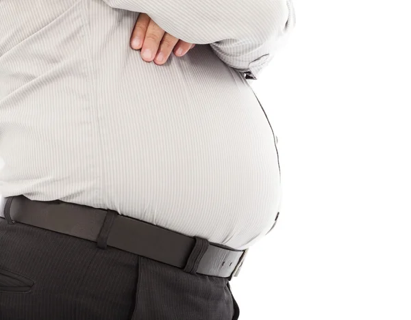 Close-up fat business man standing and hands across — Stock Photo, Image