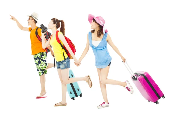 Young friends  happy to travel worldwide together — Stock Photo, Image