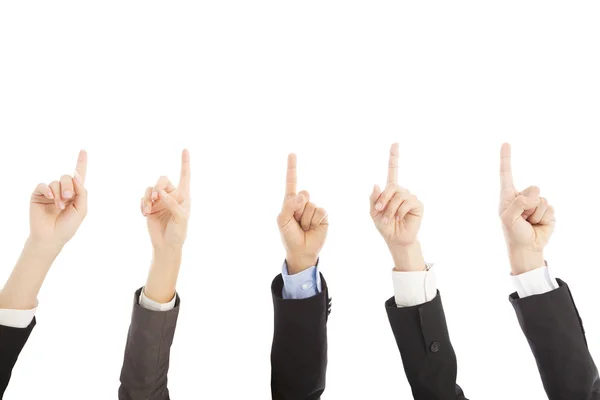 Business people hands point upward together — Stock Photo, Image