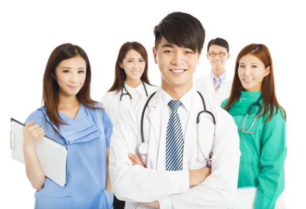 Professional medical doctor team standing over white background — Stock Photo, Image