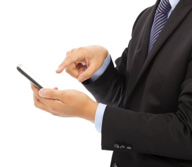işadamı dokunmatik akıllı telefon yakın çekim 