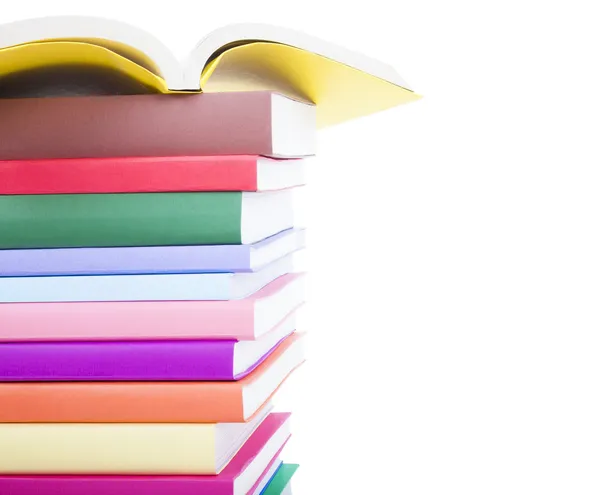 Stack of colorful books isolated on white background — Stock Photo, Image