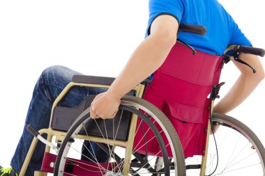 closeup of handicapped man sitting on a wheelchair clipart