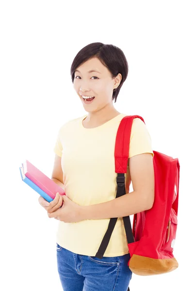 Full length beautiful university student girl standing — Stock Photo, Image