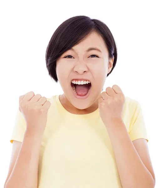 Asian young girl feel surprised facial expression — Stock Photo, Image