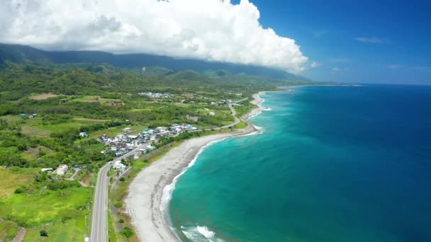 Aerial View East Coast Highway Taitung Taiwan — Stock Video