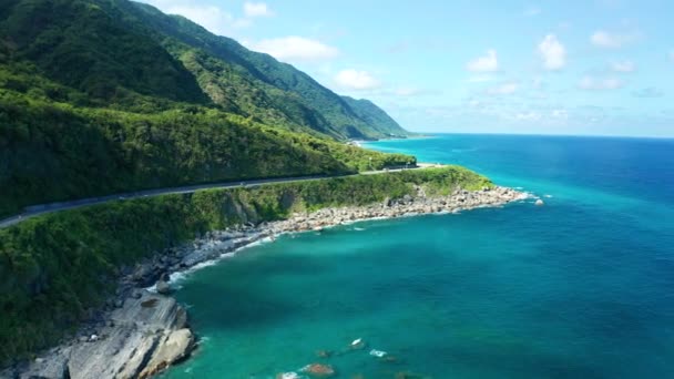 Vedere Aeriană Autostrada Coasta Est Din Hualien Taiwan — Videoclip de stoc