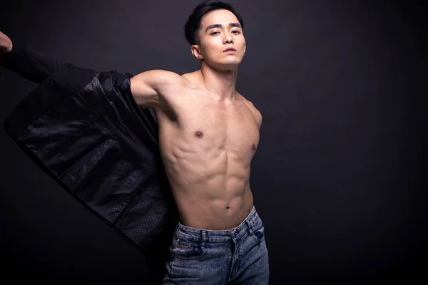 Asiatico Giovane Uomo Con Fitness Corpo — Foto Stock