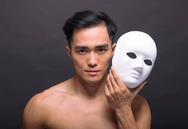 Closeup Young Man Face Skin Care Concepts — 图库照片