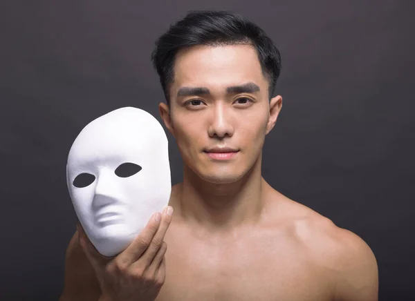 Closeup Young Man Face Skin Care Concepts — Foto Stock