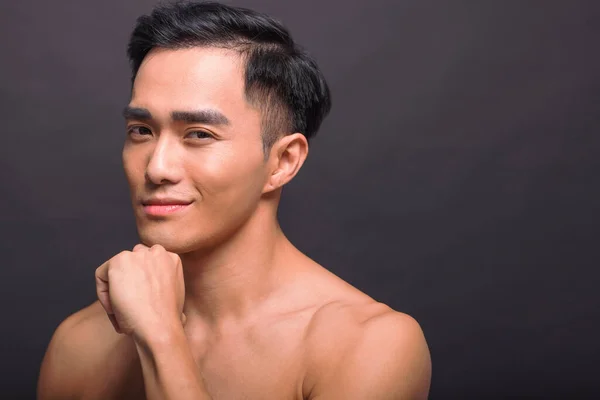 Closeup Asian Handsome Young Man Face — Stock Photo, Image