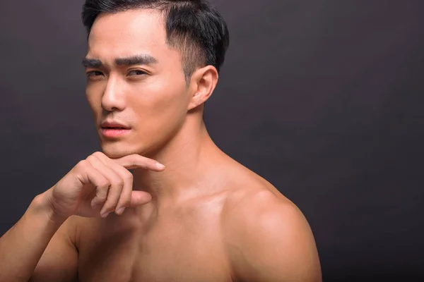 Closeup Asian Handsome Young Man Face — Stockfoto