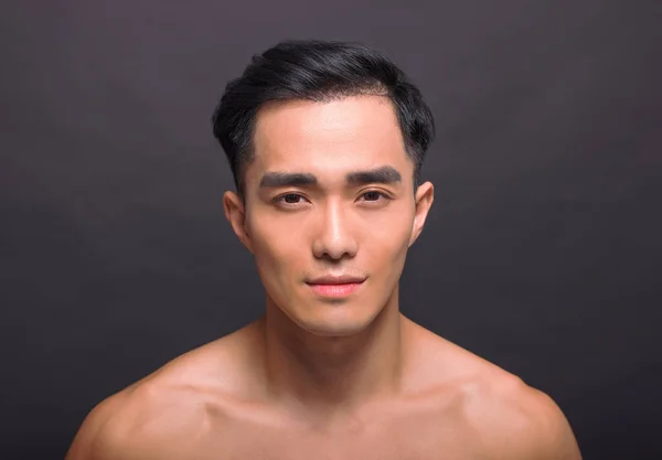 Closeup Asian Handsome Young Man Face — Fotografia de Stock