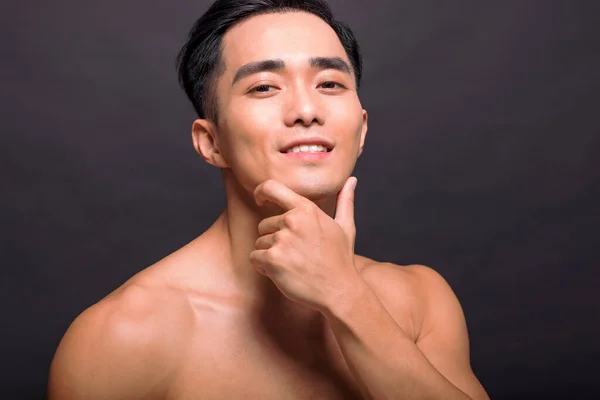 Closeup Asian Handsome Young Man Face — Stock Photo, Image