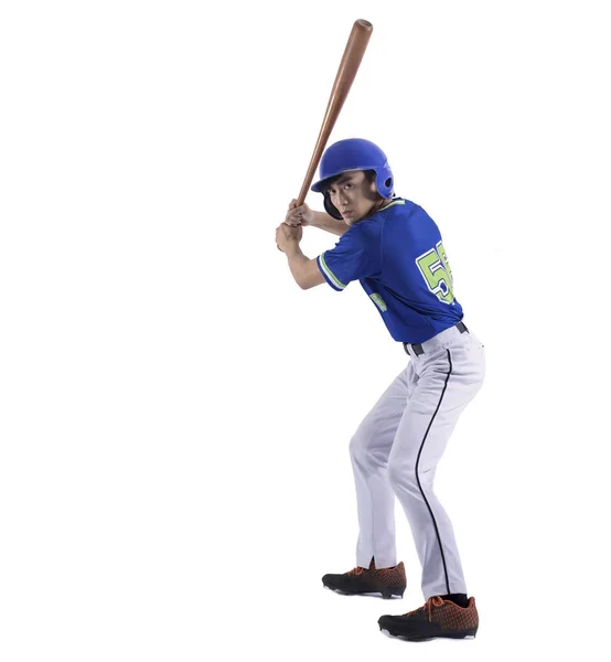 Baseball Player Action Isolated White — Stockfoto