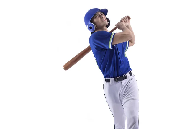 Jogador Beisebol Ação Isolado Branco — Fotografia de Stock