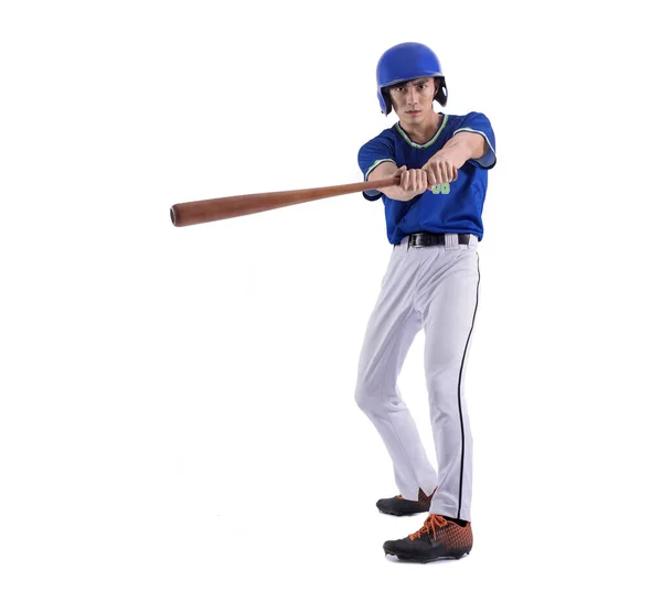 Baseball Player Action Isolated White — Zdjęcie stockowe