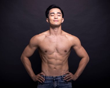 Portrait of young asian bodybuilder  man.