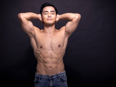 Portrait of young asian bodybuilder  man.