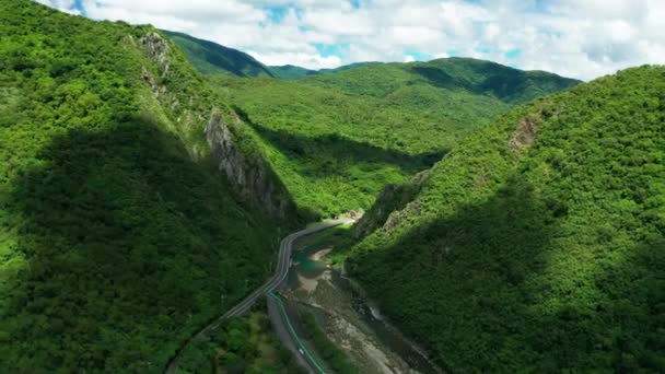 Vista Aérea Del Camino Valle Montaña Curve Taiwán — Vídeos de Stock