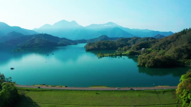 Luftaufnahme Landschaft Des Sun Moon Lake Nantou Taiwan — Stockvideo