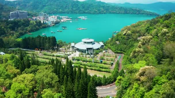 Aerial View Landscape Sun Moon Lake Cable Car Nantou Taiwan — Vídeo de Stock