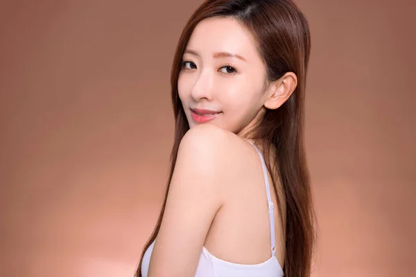 Young Asian Beauty Face Healthy Clean Skin — Stok fotoğraf
