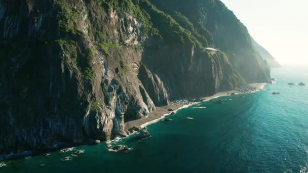 Luchtfoto Van Ing Shui Cliff Taroko National Park Taiwan — Stockvideo