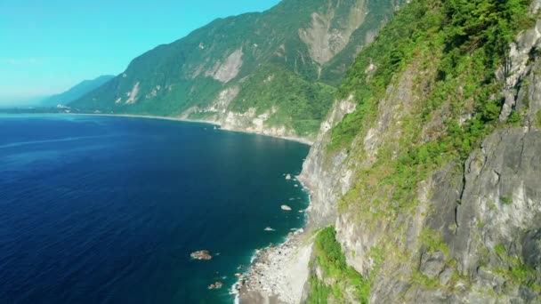 Luchtfoto Van Ing Shui Cliff Taroko National Park Taiwan — Stockvideo