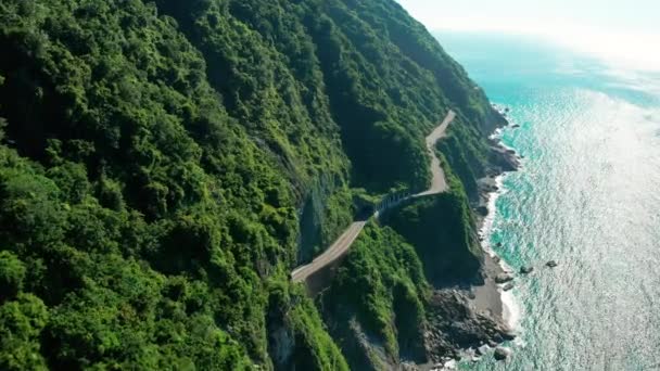 Luchtfoto Van Suhua Snelweg Het Nationale Park Taroko Taiwan — Stockvideo