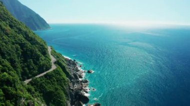 Aerial view of Suhua highway in the Taroko national park , Taiwan.