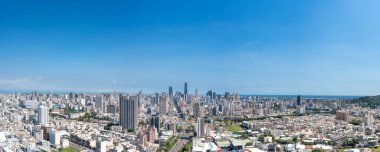Aerial Panoramic landscape view of Kaohsiung city , Taiwan. 