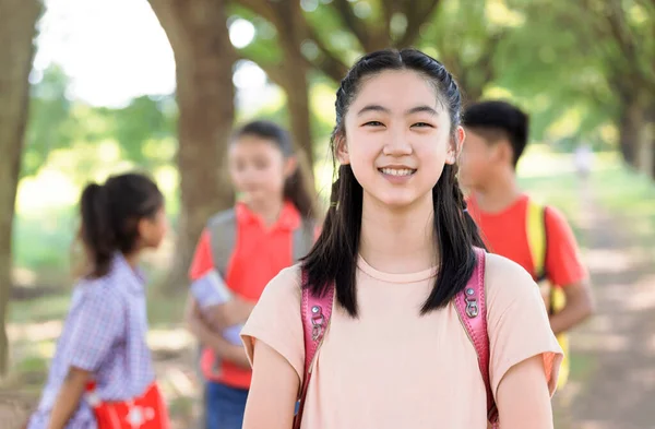 Portrait Happy Asian Young Girl Primary School — ストック写真