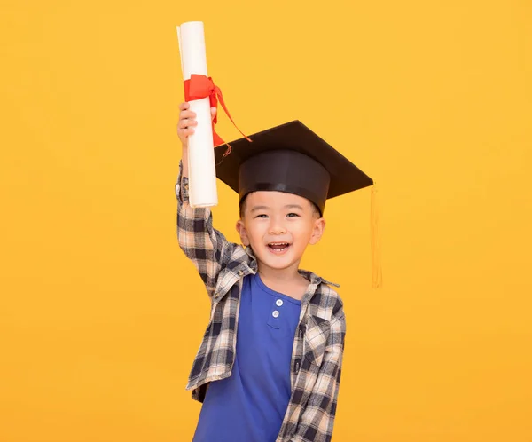 Happy Asian School Kid Graduate Graduation Cap — Stock fotografie