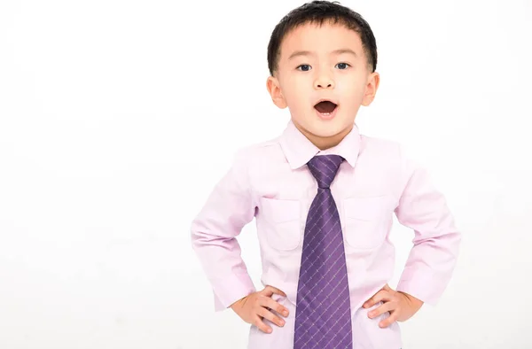 Happy Boy Suit Isolated White Background — Stok fotoğraf