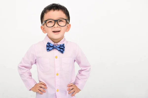 Happy Boy Suit Isolated White Background — Fotografia de Stock