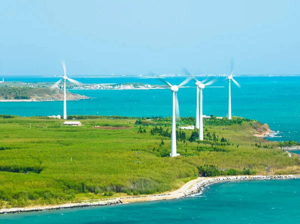 Vista Aérea Turbinas Eólicas Gigantes Penghu Taiwan — Fotografia de Stock