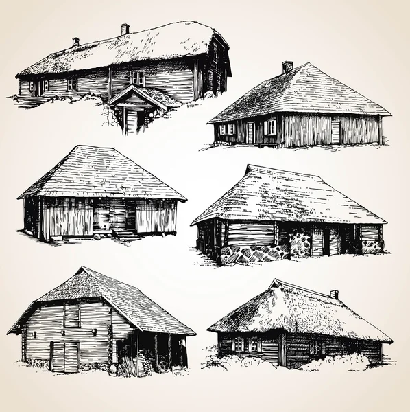 Старые деревянные здания — стоковый вектор
