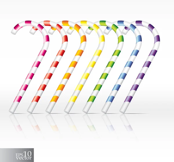 Vector rainbow candy canes — Stock Vector