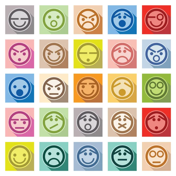 Plochá emoce ikony se stínem — Stockový vektor