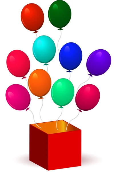 Open box with balloons — Stock Vector