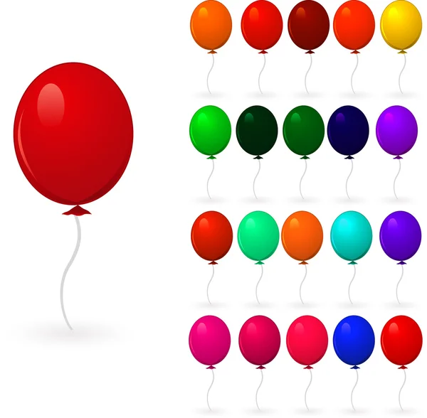 Ensemble de ballons colorés sur fond blanc — Image vectorielle