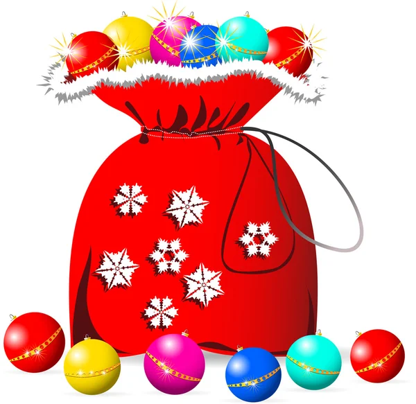 Bolsa de Santa Claus con un juguete de Navidad . — Foto de Stock