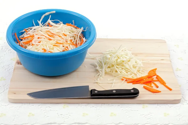 Sliced cabbage and carrots — Stock Photo, Image