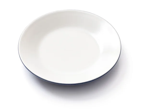 Prázdný talíř na bílém pozadí — Stock fotografie