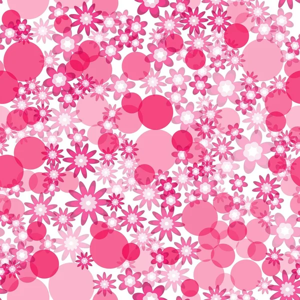 Pink Flowers Circles Scattered White Background — Stock Vector