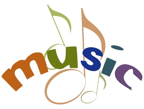 Inscripción Música Notas Musicales Sobre Fondo Blanco Fondo Musical Para — Vector de stock