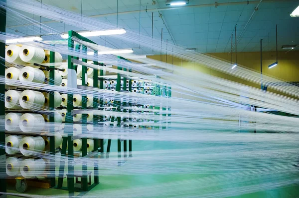 Industrial Fabric Production Line Weaving Looms Textile Factory — Stock Photo, Image